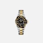 laarvee black bezel dial precision steel watch silver gold finish - KITH-SHOP