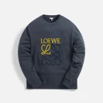 loewe anagram crewneck sweatshirt in onyx blue - KITH-SHOP