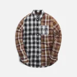 loewe brown multicolor patchwork check shirt - KITH-SHOP