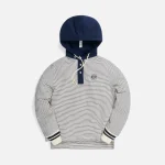 loewe navy ecru stripe hoodie polo shirt - KITH-SHOP