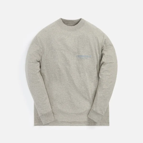 long sleeve essentials tee in dark heather oatmeal - KITH-SHOP