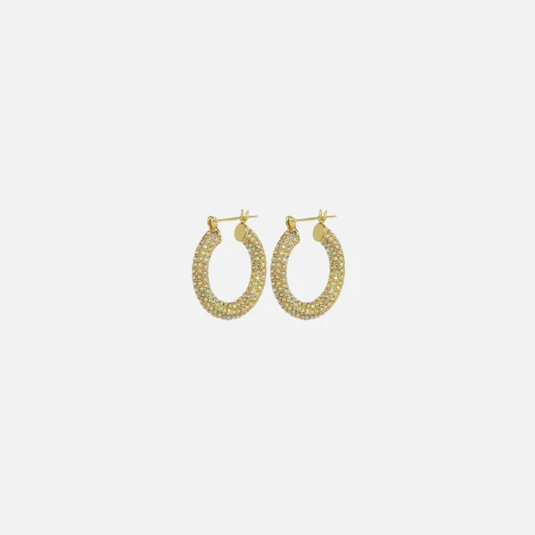 luv aj gold pave baby amalfi hoops with rainbow accents - KITH-SHOP