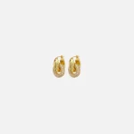 luv aj gold pave interlock hoop earrings - KITH-SHOP