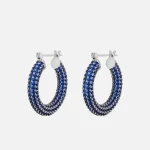 luv aj pave baby amalfi hoop earrings blue sapphire and silver - KITH-SHOP