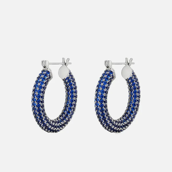 luv aj pave baby amalfi hoop earrings blue sapphire and silver - KITH-SHOP