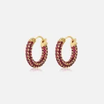 luv aj ruby red gold pave amalfi huggie earrings - KITH-SHOP