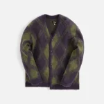 luxury mohair argyle cardigan in purple - KITH-SHOP