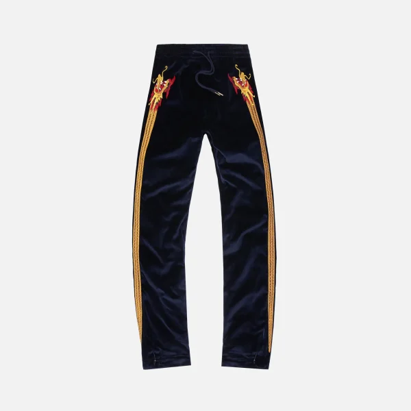 maharishi v design track pants in navy gold - KITH-SHOP