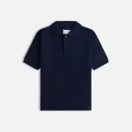 maison margiela 7 gauge nostalgic boucl polo shirt blue - KITH-SHOP