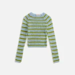 marni bicolor round neck brushed stripe sweater in iris black - KITH-SHOP