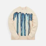 marni crewneck sweatshirt with dripping logo bluette - KITH-SHOP