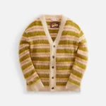 marni long sleeve v neck cardigan with iconic brushed stripe design light camel - KITH-SHOP