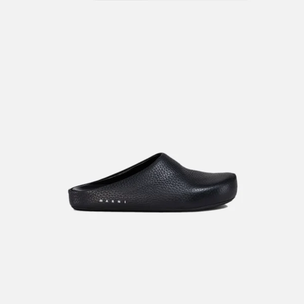 marni men s grained calf leather fussbett sabot black - KITH-SHOP