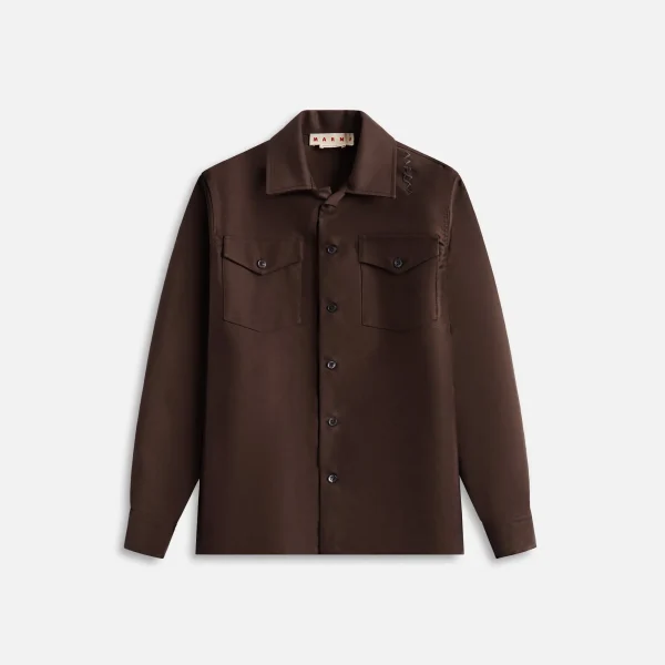 marni organic cotton moleskin compact overshirt mocha - KITH-SHOP