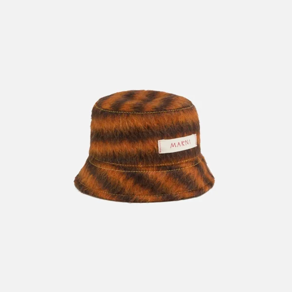 marni striped bucket hat with logo label carrot design - KITH-SHOP