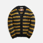 marni striped mohair v neck cardigan black - KITH-SHOP