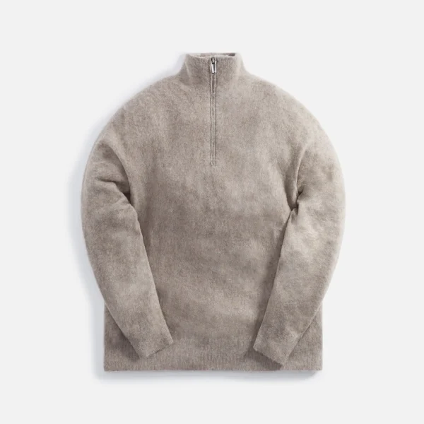 massimo alba grey cashmere half zip sweater - KITH-SHOP