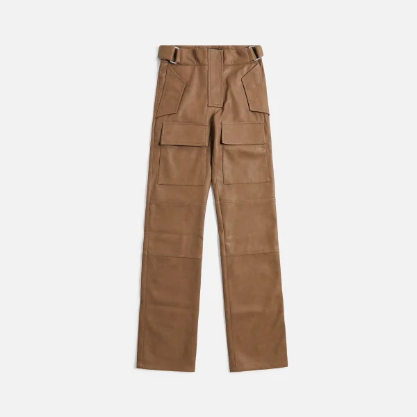 misbhv brown vegan leather moto pants - KITH-SHOP