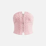 misbhv monogram jacquard canvas corset top in bubblegum - KITH-SHOP