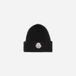 moncler black beanie hat premium winter warmth - KITH-SHOP