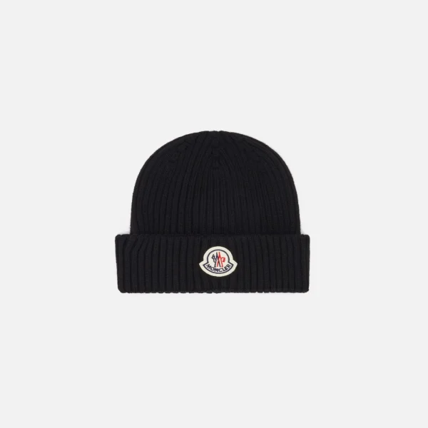 moncler black knit beanie hat - KITH-SHOP