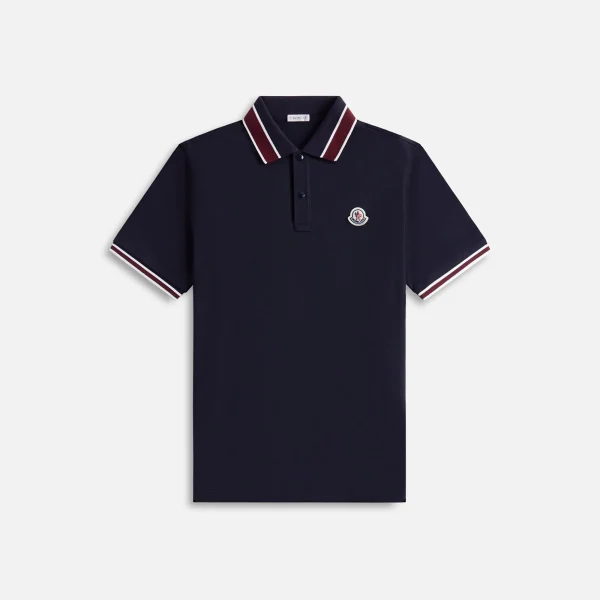 moncler blue logo patch polo shirt - KITH-SHOP