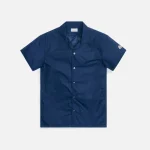 moncler navy button up logo shirt premium comfort and style - KITH-SHOP