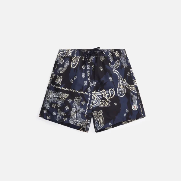 moncler navy paisley swim shorts - KITH-SHOP