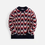 moncler red blue crew neck wool sweater - KITH-SHOP