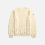 moncler sand beige wool cordonet crewneck sweater - KITH-SHOP