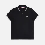 moncler short sleeve polo shirt black - KITH-SHOP