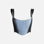 mugler blue denim corset top stylish spray design - KITH-SHOP