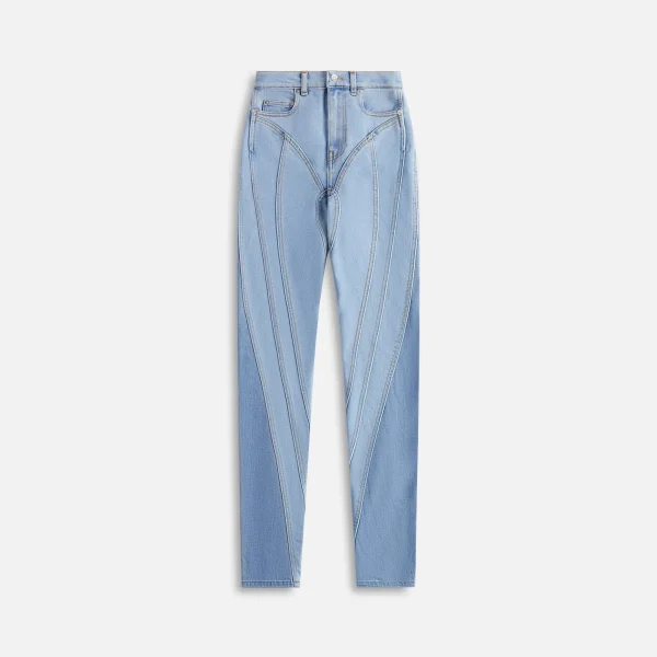 mugler high contrast denim pants light blue - KITH-SHOP