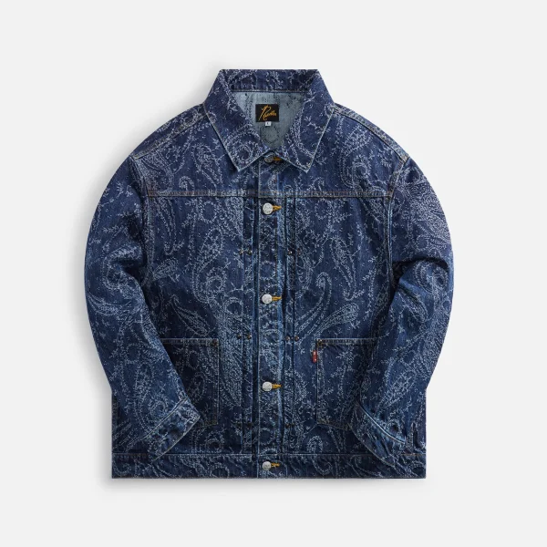 mw needles jean jacket 13oz denim with paisley detail black - KITH-SHOP