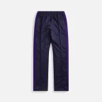 navy narrow track pants smooth polyester finish - KITH-SHOP