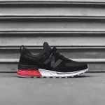 new balance 574 sport sneakers black and red - KITH-SHOP