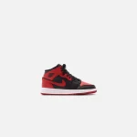 nike air jordan 1 mid bg grade school shoes black gym red white - KITH-SHOP