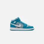 nike air jordan 1 mid grade school shoes dutch blue white - KITH-SHOP