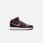 nike air jordan 1 mid se gs black sky orange sky mauve white - KITH-SHOP