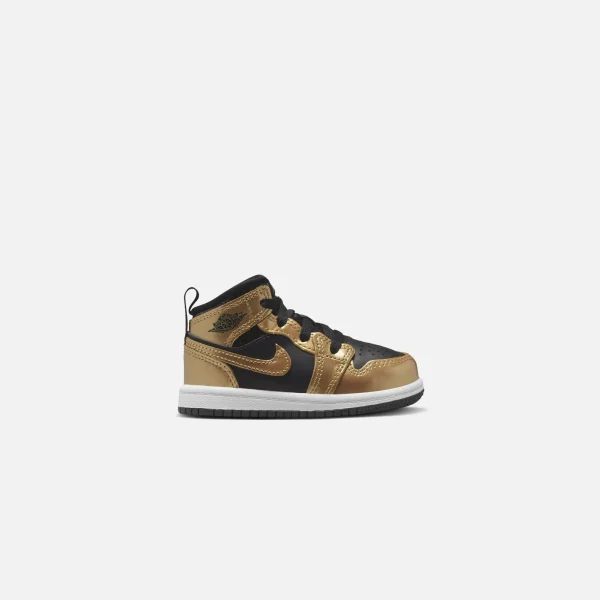 nike air jordan 1 mid se toddler shoes black metallic gold white - KITH-SHOP