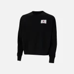 nike air jordan women s flight fleece crew sweatshirt black - KITH-SHOP