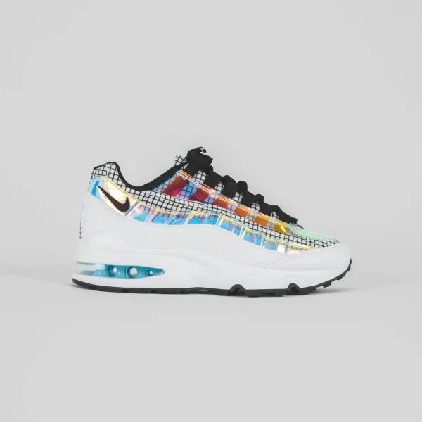 nike air max 95 lv8 grade school shoes white black blue gaze lime blast - KITH-SHOP