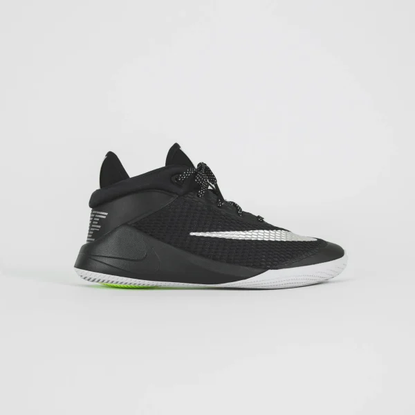 nike grade school future flight sneakers black metallic silver white and volt - KITH-SHOP