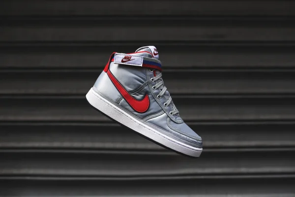 nike grade school vandal high sneakers silver red - KITH-SHOP