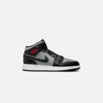 nike jordan 1 mid grade school shoes black gym red particle grey white - KITH-SHOP