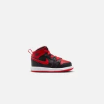 nike toddler air jordan 1 mid black fire red white shoes - KITH-SHOP