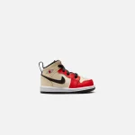 nike toddler air jordan 1 mid ss muslin chile red black white - KITH-SHOP