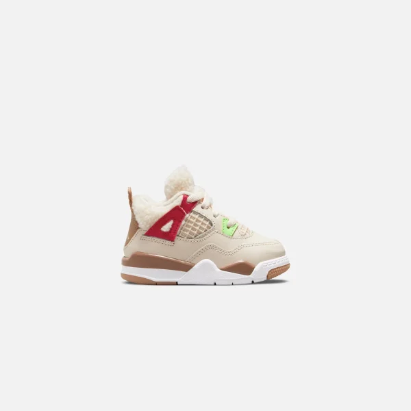 nike toddler air jordan 4 retro pearl white dark driftwood gym red lm gl - KITH-SHOP