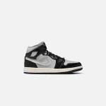 nike women s air jordan 1 mid se in black metallic silver light smoke grey - KITH-SHOP