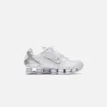 nike women s shox tl in white metallic silver max orange - KITH-SHOP